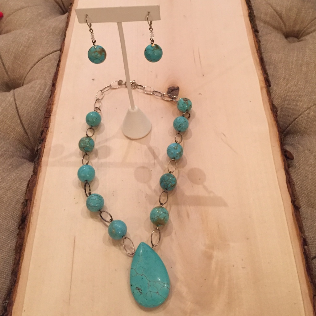 Emily Ray Turquoise Necklace Sterling Silver Loops